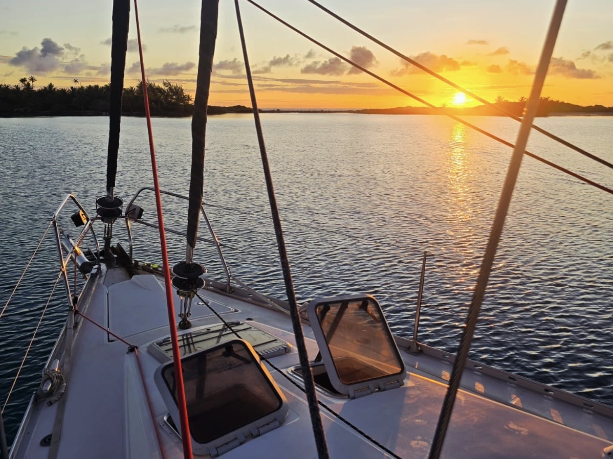 isolated Fiji anchorage at sunset - Fiji Adventure Sailing Charter